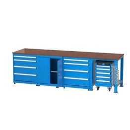 Banc de lucru cu 13 sertare si 1 dulap cu raft 2840x750x850mm