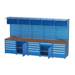 Mobilier cu banc de lucru integrat cu 7 dulapuri si 16 sertare 3550x750x2050mm