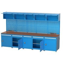 Mobilier cu banc de lucru integrat cu 10 dulapuri si 5 sertare 3400x750x2050mm