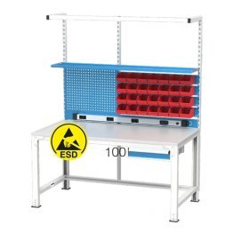 Banc de lucru electronic placat ESD cu 1 raft, 1 sertar si 28 cutii LINBIN
