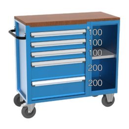 Carucior cu 5 sertare si semi-dulap lateral 1010x470x960 mm