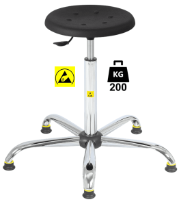 Taburet ESD seria STOOL Heavy Duty poliuretan WLL=200kg H=560-810mm cu suport