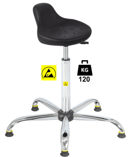Taburet ESD seria HOKER Standard poliuretan WLL=120kg H=560-810mm cu suport