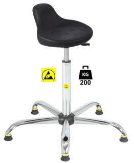 Taburet ESD seria HOKER Heavy Duty poliuretan WLL=200kg H=560-810mm cu suport