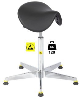 Taburet ESD seria SADDLE Standard poliuretan WLL=120kg H=565-810mm