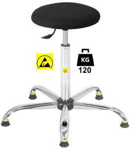 Taburet ESD STOOL Standard cu husa textila WLL=120kg H=585-835mm gri premium, cu picior si suport