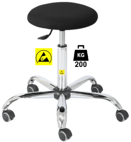Taburet ESD STOOL Heavy Duty cu husa textila WLL=200kg H=535-715mm albastru standard, cu roti din cauciuc cu frana la asezare