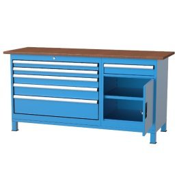 Banc de lucru cu 6 sertare si 1 dulap cu raft 1700x600x850mm
