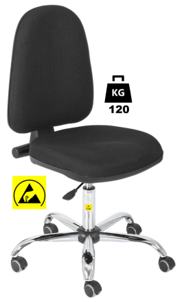 Scaun ESD cu husa din vinil BASIC Standard WLL=120kg H=480-610mm, cu roti din cauciuc fara frana