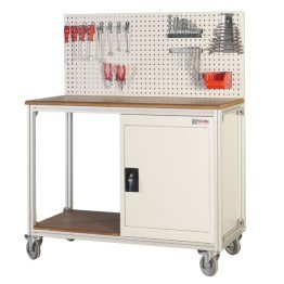 Banc de lucru profil aluminiu mobil cu dulap si panou scule 1200x570x960mm