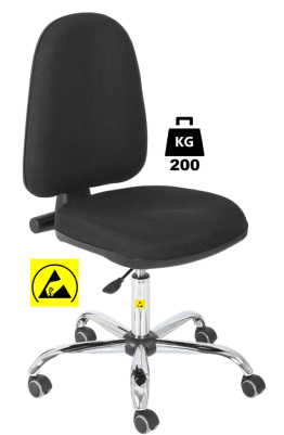 Scaun ESD cu husa textila Basic Heavy Duty WLL=200kg H=480-610mm albastru standard, cu picior si suport