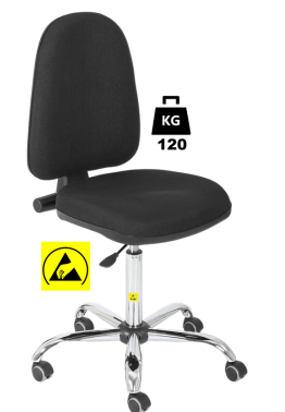 Scaun ESD cu husa textila BASIC Standard WLL=120kg H=560-750mm negru premium, cu picior si suport