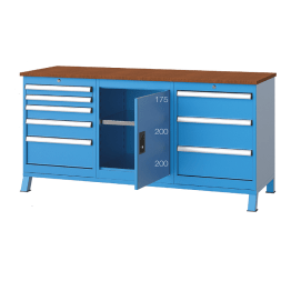 Banc de lucru cu 8 sertare si 1 dulap cu raft 1700x600x850mm