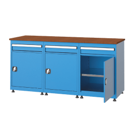 Banc de lucru cu 3 sertar si 3 dulapuri cu raft 1700x600x850mm