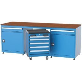 Banc de lucru cu 7 sertare si 2 dulapuri cu raft 2200x750x850mm