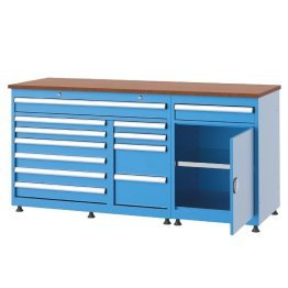 Banc de lucru cu 12 sertare si 1 dulap cu raft 1700x600x800