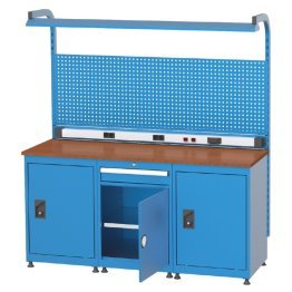 Banc de lucru cu instalatie electrica cu 3 dulapuri si 1 sertar 1700x600x850mm