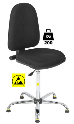 Scaun ESD cu husa textila BASIC Heavy Duty WLL=200kg H=610-870mm gri economic, cu picior