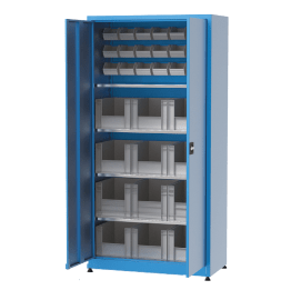 Dulap metalic cu 4 rafturi si 33 cutii depozitare, 1000x500x2000mm