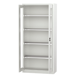 Dulap metalic cu usi din plexiglas cu 4 rafturi pentru birouri, 920x400x1980mm