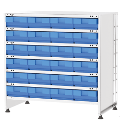 Dulap metalic depozitare in cutii de plastic cu 6 rafturi si 24 cutii 980x590x940mm