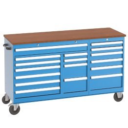 Banc de lucru mobil cu 17 sertare, 1700x600x960mm
