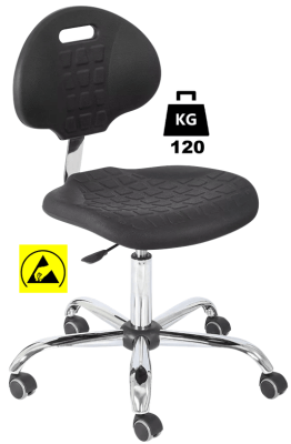Scaun ESD seria POLYURETHAN Standard WLL=120kg H=440-570mm, cu roti din metal