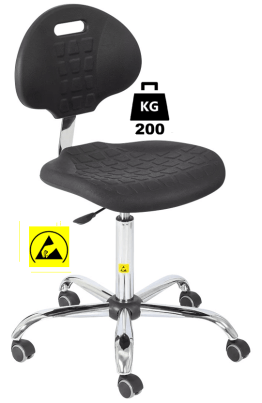 Scaun ESD seria POLYURETHAN Heavy Duty WLL=200kg H=525-710mm, cu roti din metal
