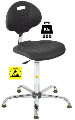 Scaun ESD seria POLYURETHAN Heavy Duty WLL=200kg H=580-830mm cu suport