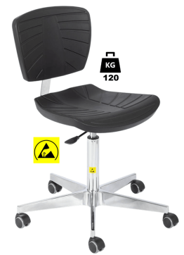 Scaun ESD seria POLYURETHAN COMFORT Standard WLL=120kg H=510-700mm, cu roti din metal