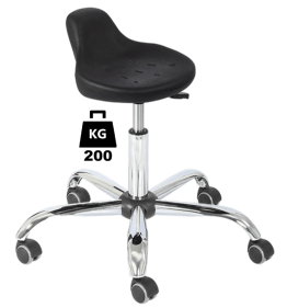 Taburet industrial HOKER Heavy Duty poliuretan WLL=200kg H=430-555mm, cu roti din cauciuc fara frana si suport