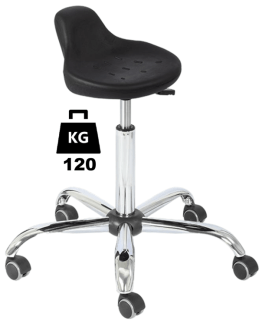 Taburet industrial HOKER Standard poliuretan WLL=120kg H=515-700mm, cu roti din cauciuc cu frana la ridicare