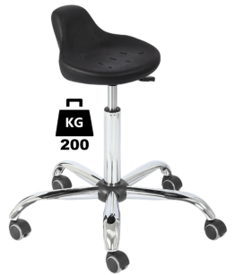 Taburet industrial HOKER Heavy Duty poliuretan WLL=200kg H=515-700mm, cu roti din cauciuc cu frana la ridicare