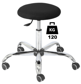 Taburet industrial STOOL Standard textil WLL=120kg H=455-575mm negru industrial cu roti din metal si suport