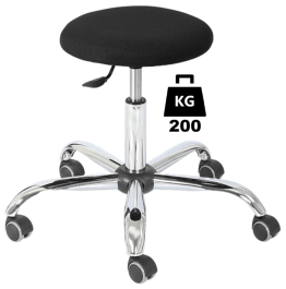 Taburet industrial STOOL Heavy Duty textil WLL=200kg H=455-575mm gri industrial cu roti din cauciuc cu frana la asezare si suport