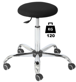 Taburet industrial STOOL Standard cu husa din vinil WLL=120kg H=535-715mm cu roti din cauciuc fara frana si suport