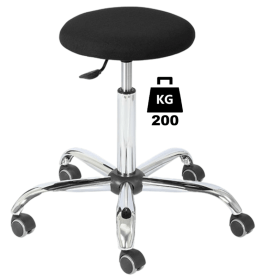 Taburet industrial STOOL Heavy Duty textil WLL=200kg H=535-715mm negru industrial cu roti din cauciuc cu frana la asezare