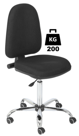 Scaun uz industrial cu husa textila BASIC Heavy Duty WLL=200kg H=560-750mm negru industrial cu roti din cauciuc cu frana la asezare si suport