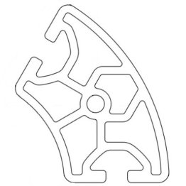 Profil aluminiu compatibil ITEM 40RR60 Sistem 40 canal 8, Profil rotungit segment 60°