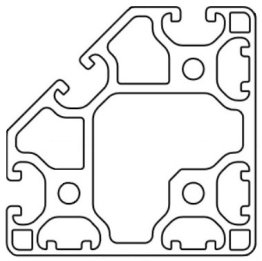 Profil aluminiu compatibil ITEM 80x80 Sistem 40 LIGHT, Canal 8, 1 Latura inchisa, tesit 45°