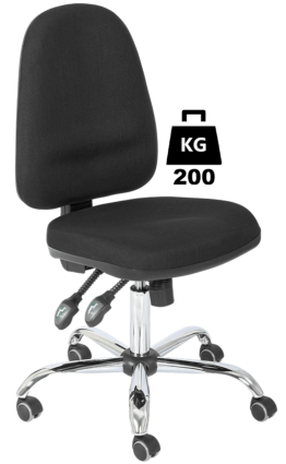 Scaun uz industrial cu husa din vinil COMFORT Heavy Duty WLL=200kg H=505-635mm cu roti din cauciuc cu frana la asezare si suport