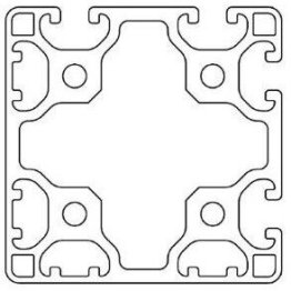 Profil aluminiu compatibil ITEM 80x80 Sistem 40 LIGHT Canal 8, 2 laturi alaturate inchise