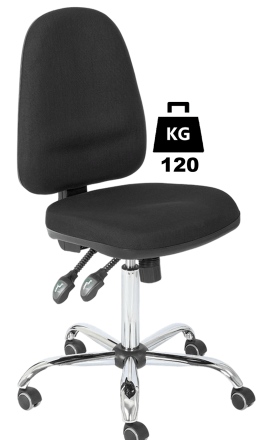 Scaun uz industrial cu husa textila COMFORT Standard WLL=120kg H=580-770mm gri industrial cu roti din cauciuc cu frana la asezare si suport