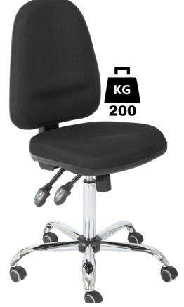 Scaun uz industrial cu husa textila COMFORT Heavy Duty WLL=200kg H=560-750mm gri industrial cu roti din metal