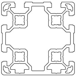 Profil aluminiu standard industrial 80x80 Serie 2, Sistem 40 LIGHT Canal 10, 1 latura inchisa