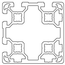 Profil aluminiu standard industrial 80x80 Serie 2, Sistem 40 LIGHT Canal 10, 2 laturi inchise