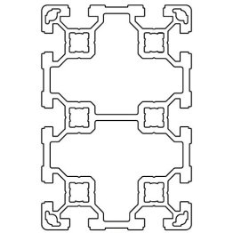 Profil aluminiu standard industrial 80x120 Serie 2, Sistem 40 LIGHT Canal 10, 2 laturi inchise