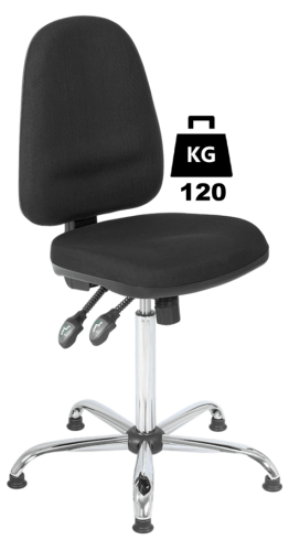 Scaun uz industrial cu husa textila COMFORT Standard WLL=120kg H=625-880mm negru industrial cu suport