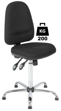 Scaun uz industrial cu husa textila COMFORT Heavy Duty WLL=200kg H=625-880mm gri industrial cu suport si cotiere din pliuretan