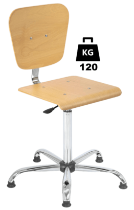 Scaun uz industrial plywood WORKSHOP Standard WLL=120kg H=550-805mm cu cotiere PU